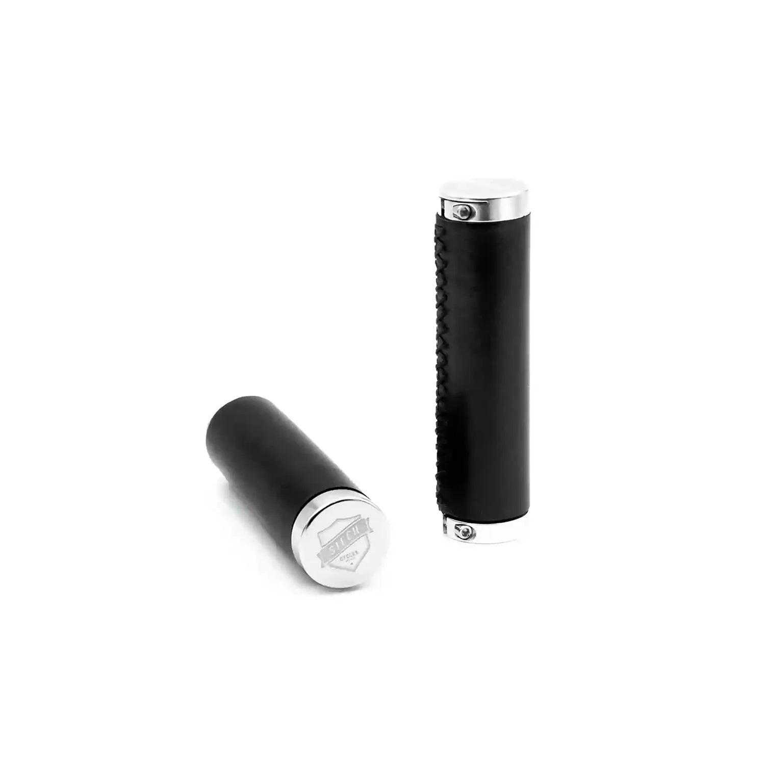 SIECH Siech Cycles Black Leather Grips with Screwed Clamps