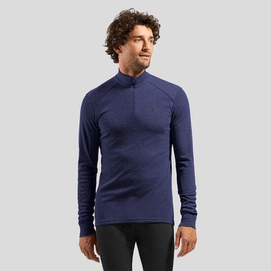 Top base layer a collo alto con mezza zip Active Warm da uomo ODLO