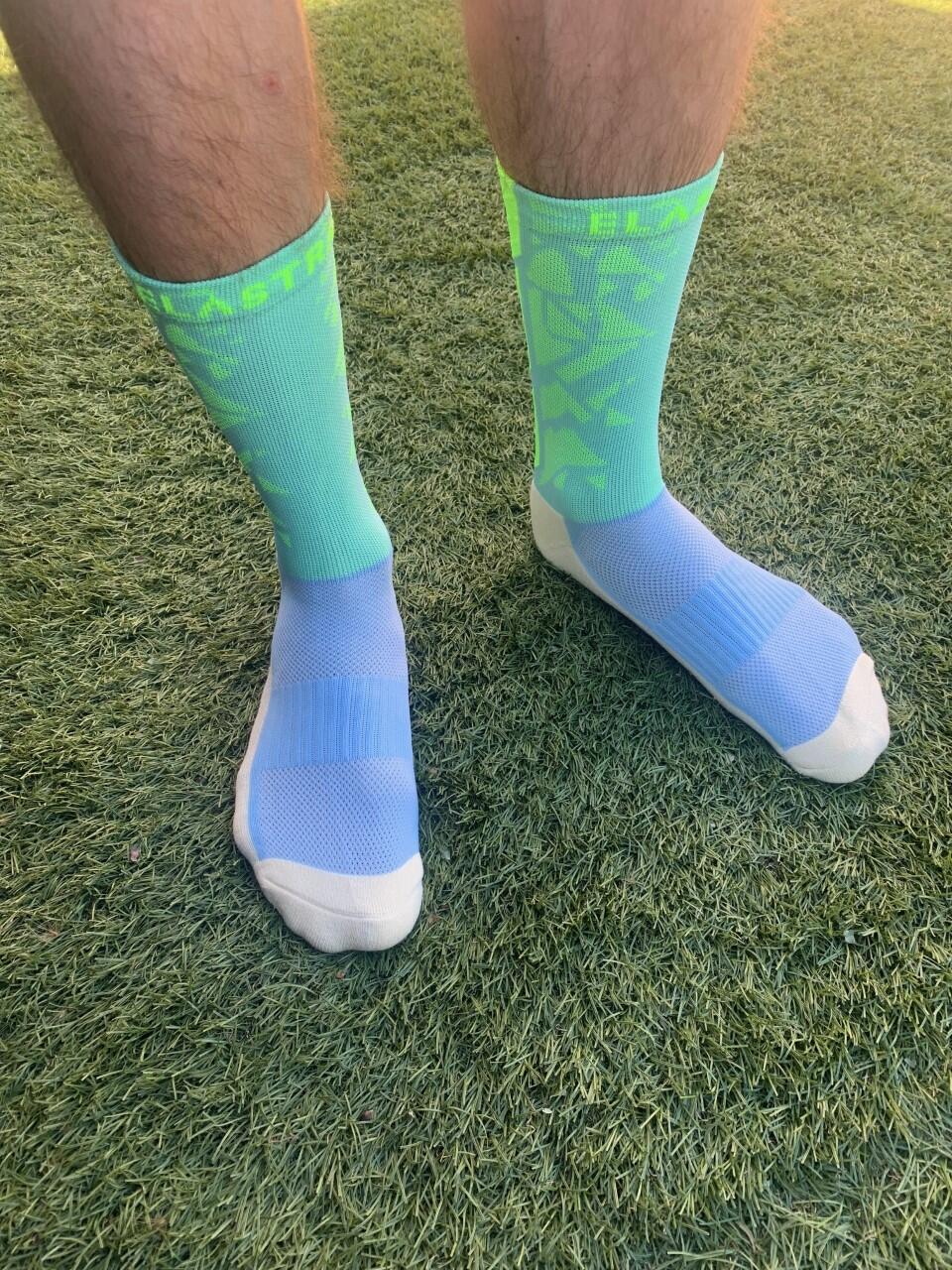 Calze sportive alte Blu Giallo Verde - Tecnica e performance - Multisport 2/7