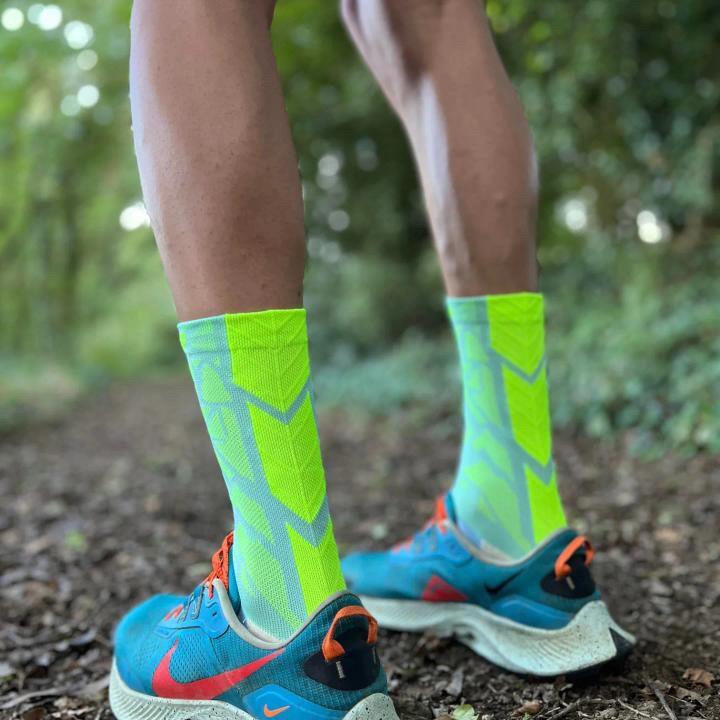 Calze sportive alte Blu Giallo Verde - Tecnica e performance - Multisport 6/7