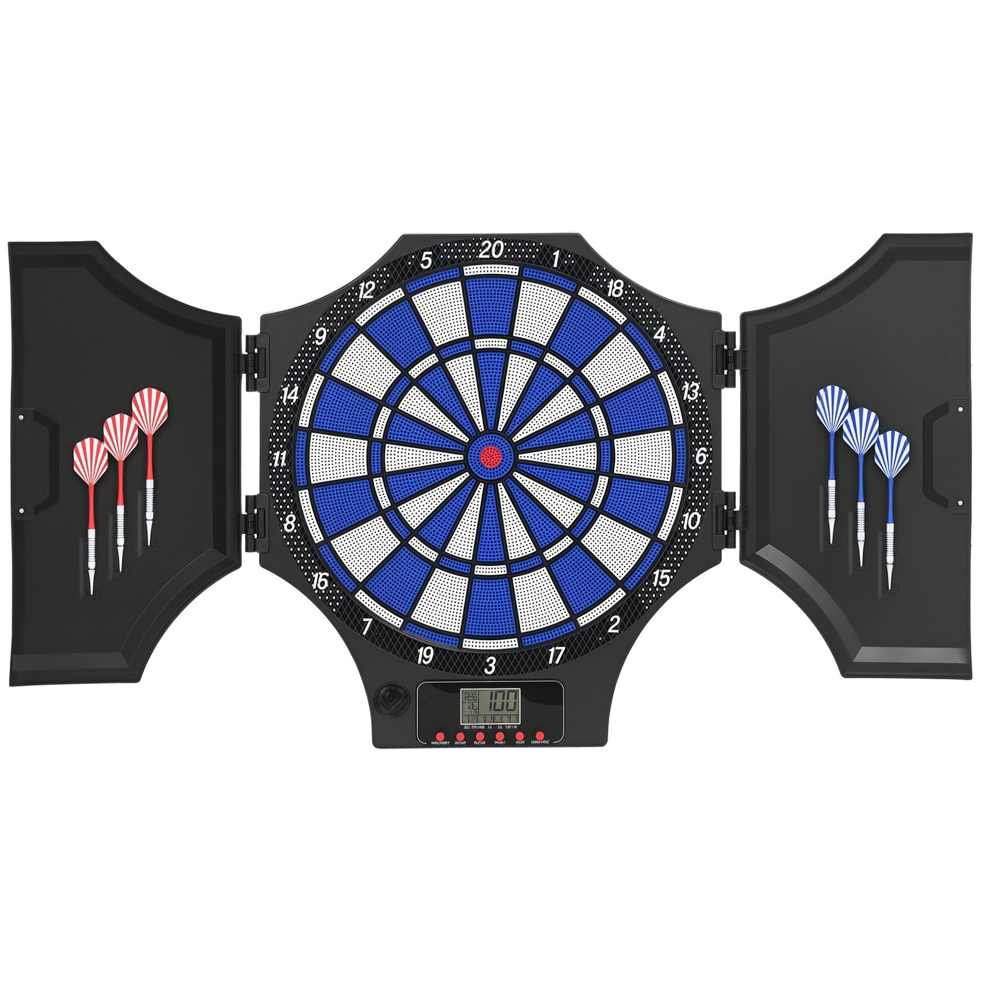 SPORTNOW Bersaglio Freccette Elettronico con 6 Freccette e Ante Nero e Blu 1/8