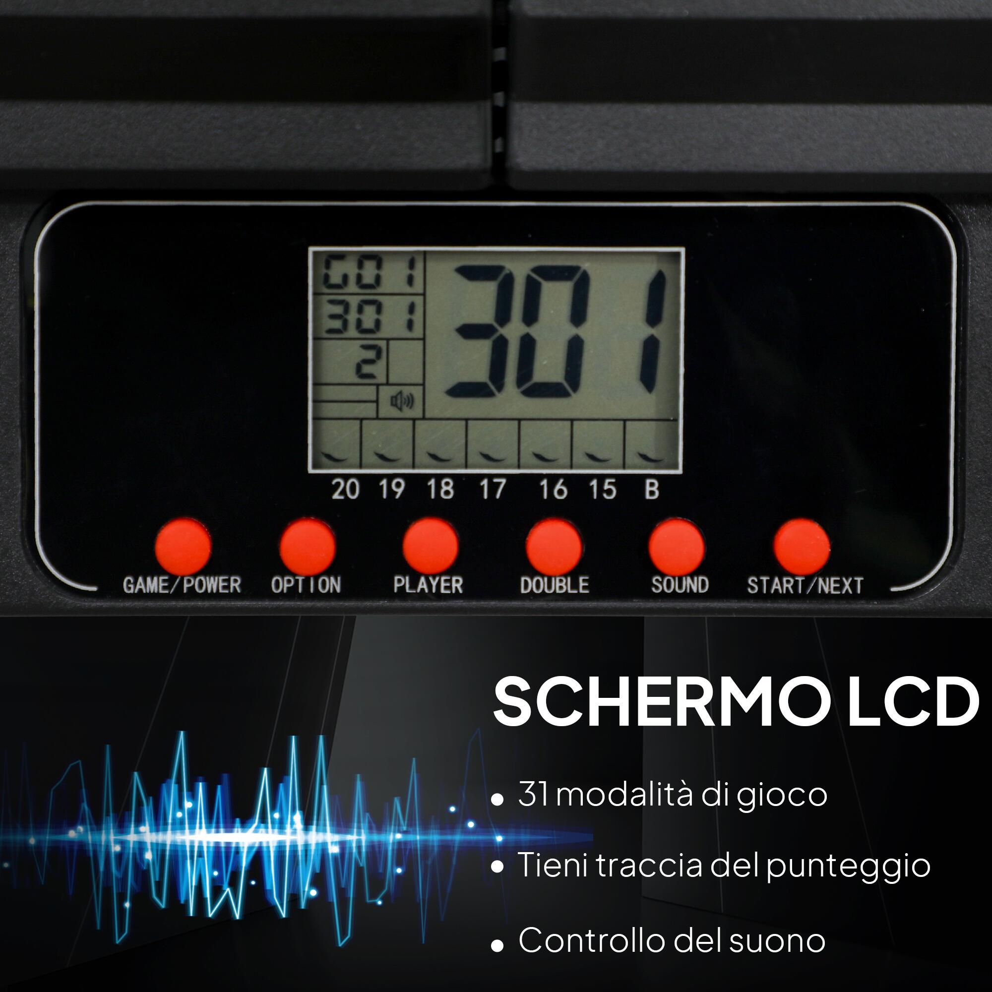 SPORTNOW Bersaglio Freccette Elettronico con 6 Freccette e Ante Nero e Blu 5/8