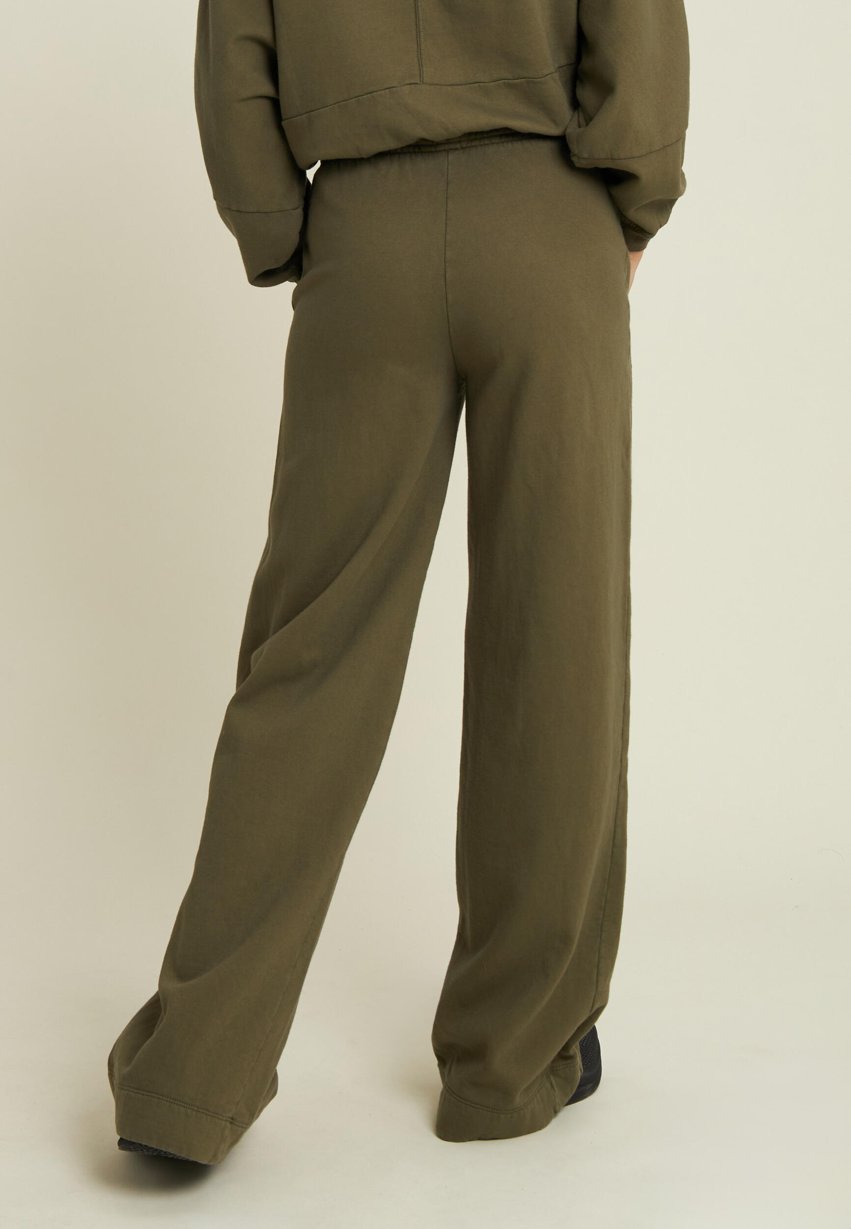 Pantaloni wide leg in felpa con stampa Flow 3/4