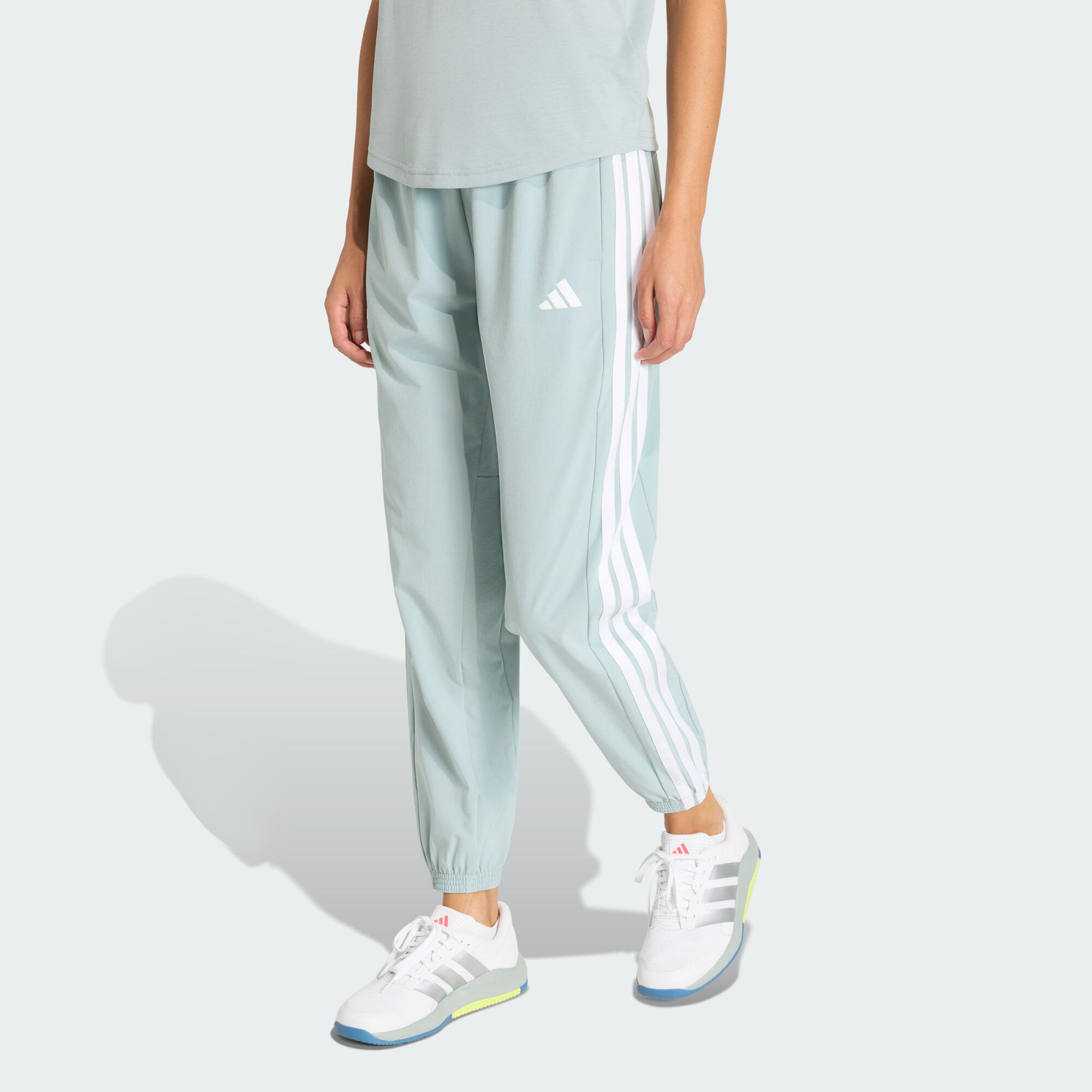 Adidas - Pantalon Toile 3 Bandes Train Essentials - Pantalons - Blanc|vert - Decathlon