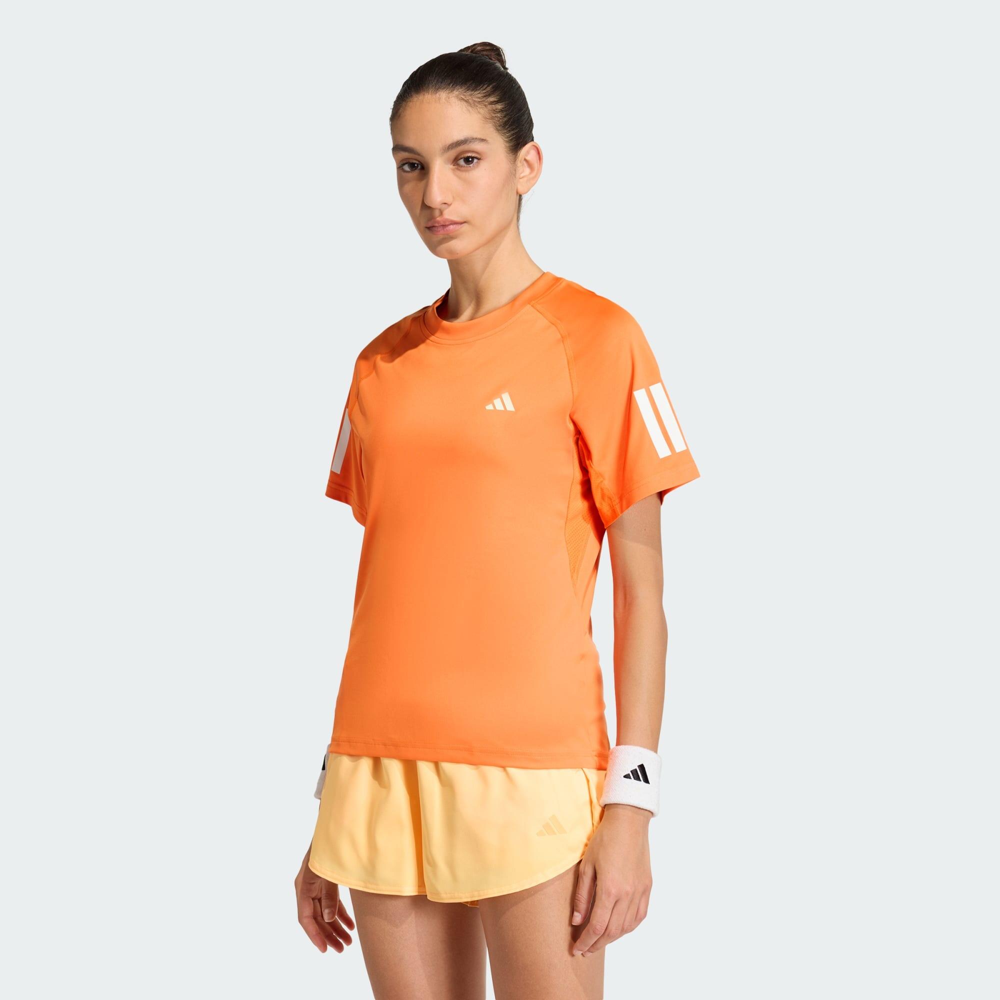Adidas - T-shirt De Tennis 3 Bandes Climacool - T-shirt Manches Courtes - Orange - Decathlon