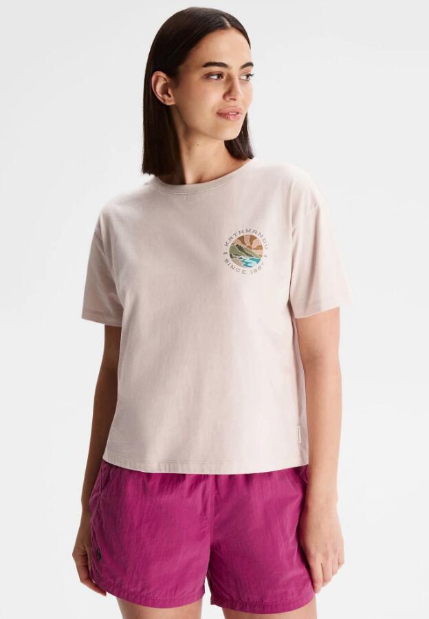 Tee Shirt Kathmandu "Sunburst Logo Women's organic cotton SS tee" M Beige 1/5