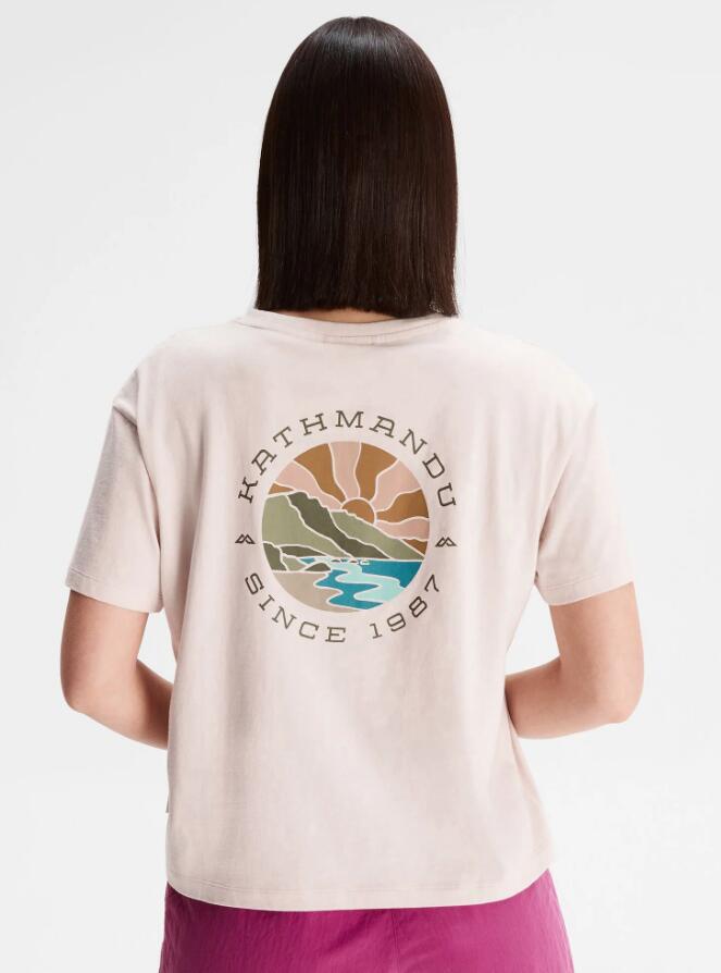 Tee Shirt Kathmandu "Sunburst Logo Women's organic cotton SS tee" M Beige 2/5
