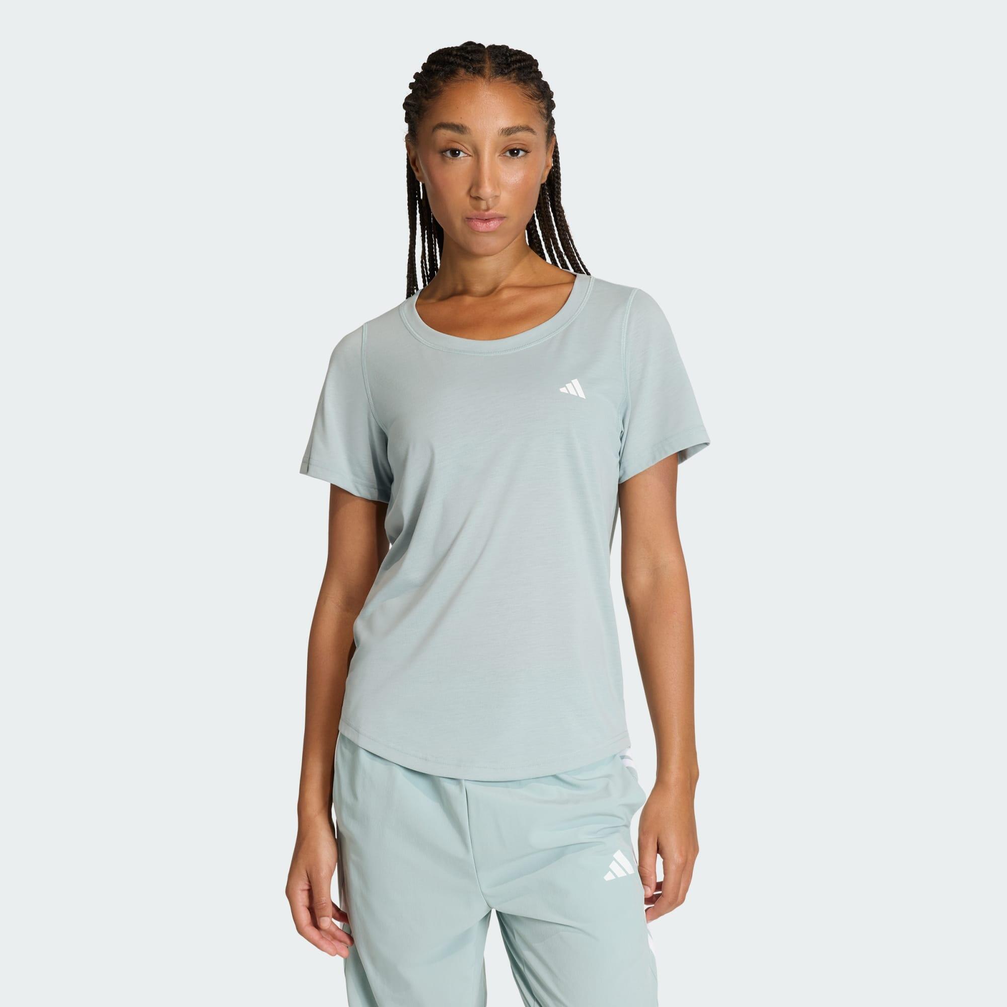 Adidas - T-shirt De Training Encolure Dégagée Essentials - T-shirt Manches Courtes - Vert - Decathlon