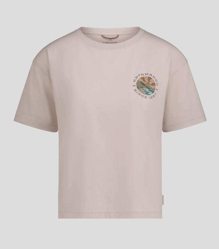 Tee Shirt Kathmandu "Sunburst Logo Women's organic cotton SS tee" M Beige 4/5