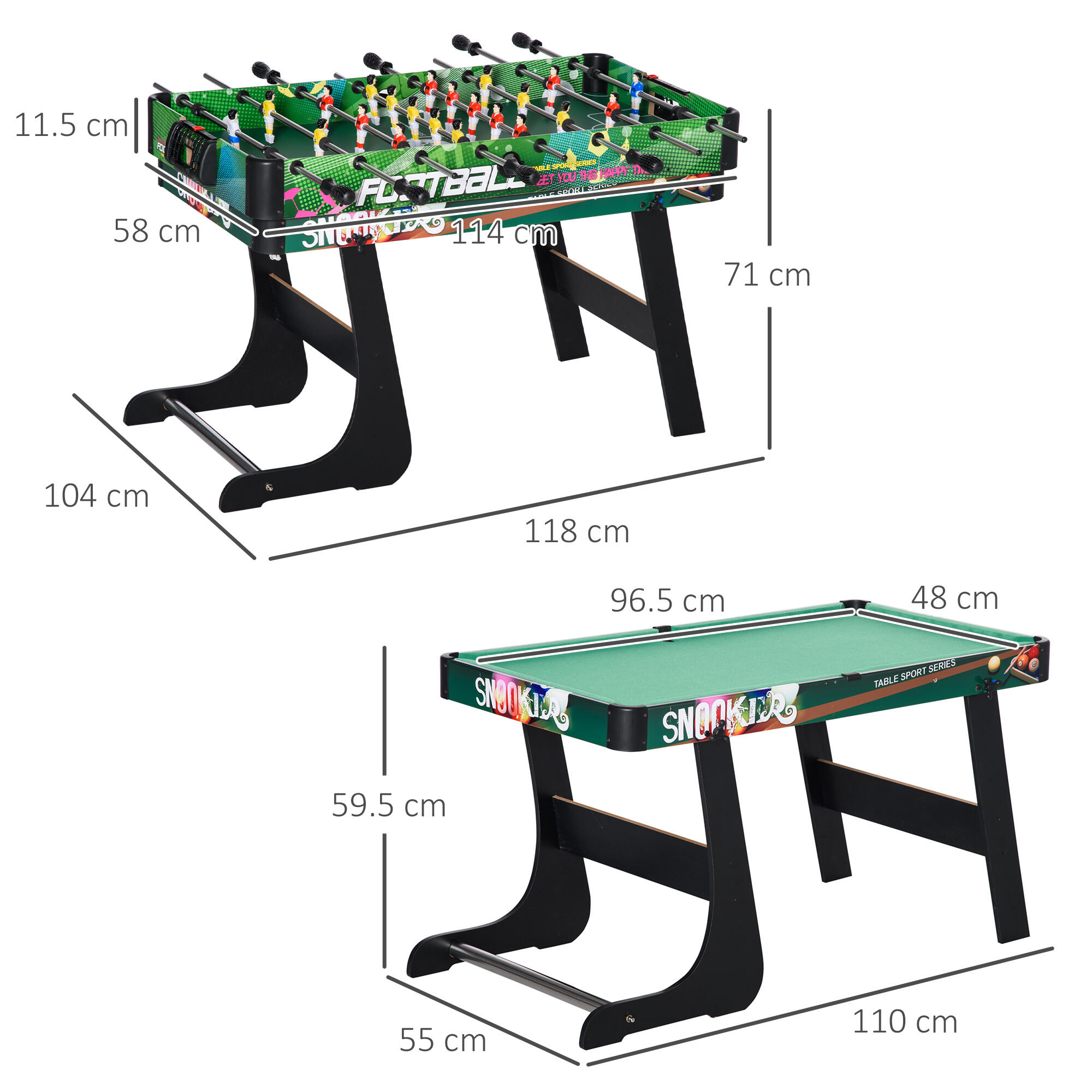 HOMCOM Tavolo da Gioco 6 in 1 in MDF, Resina e Acciaio Inox Multicolore 3/8