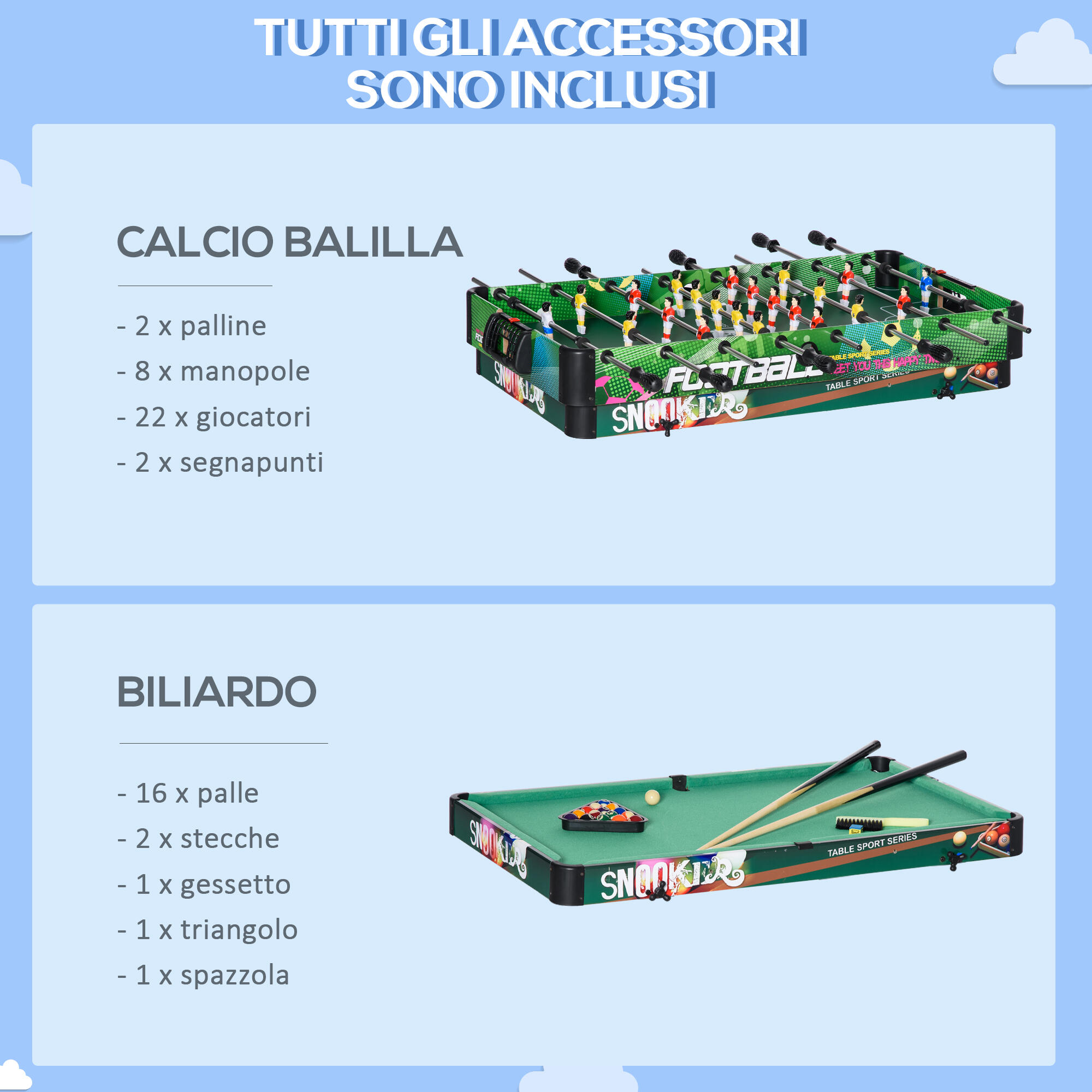 HOMCOM Tavolo da Gioco 6 in 1 in MDF, Resina e Acciaio Inox Multicolore 6/8