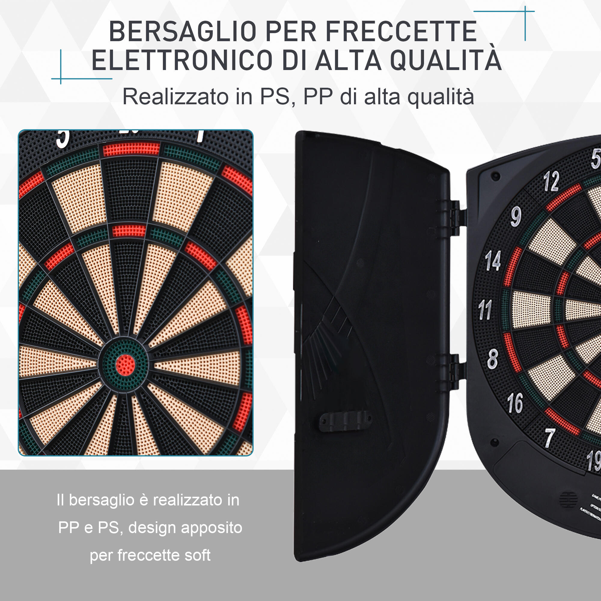 HOMCOM Bersaglio Freccette Elettronico per 8 Giocatori e 26 Modalità di Gioco 7/8