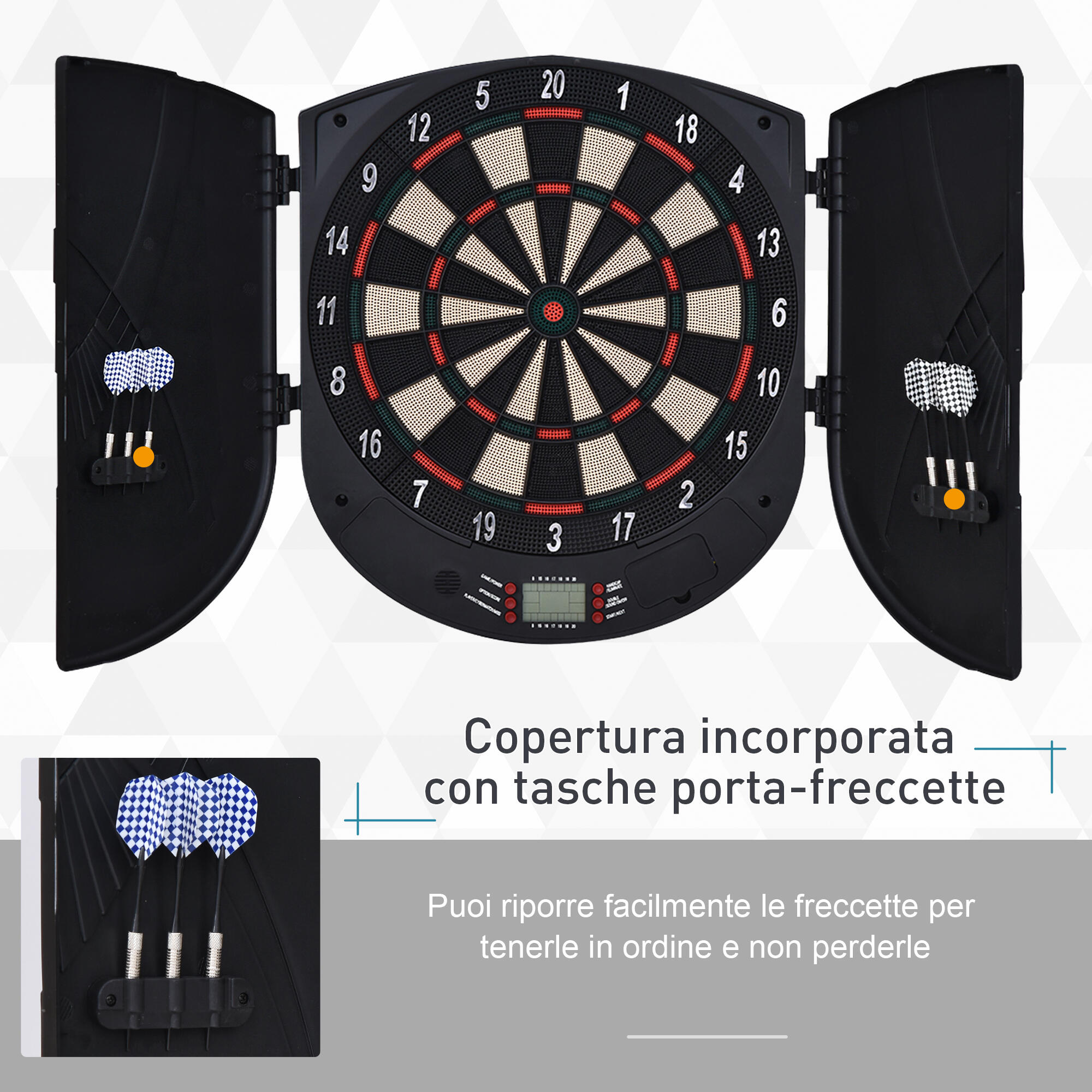 HOMCOM Bersaglio Freccette Elettronico per 8 Giocatori e 26 Modalità di Gioco 5/8