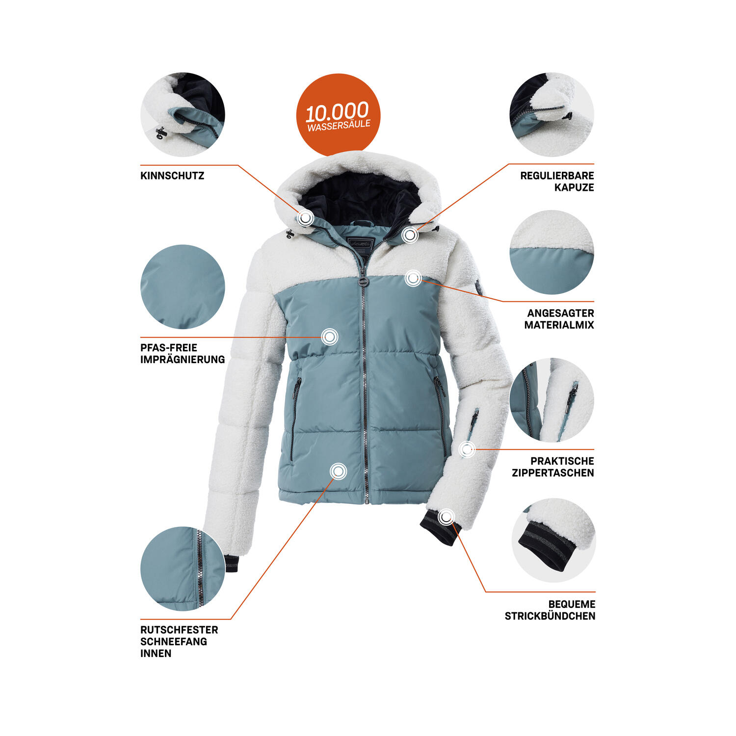 Skijacke mit Kapuze, Damen Killtec KSW 111 6/7
