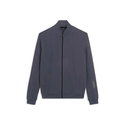 Sweat-shirt entièrement zippé rayé avec imprimé sur la manche
