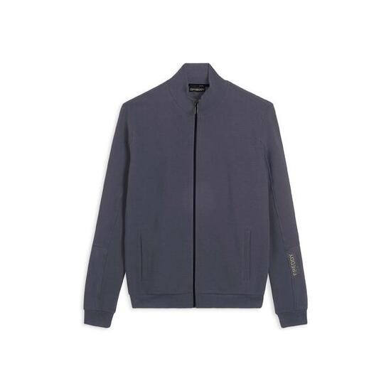 Felpa full zip rigata con grafica sulla manica