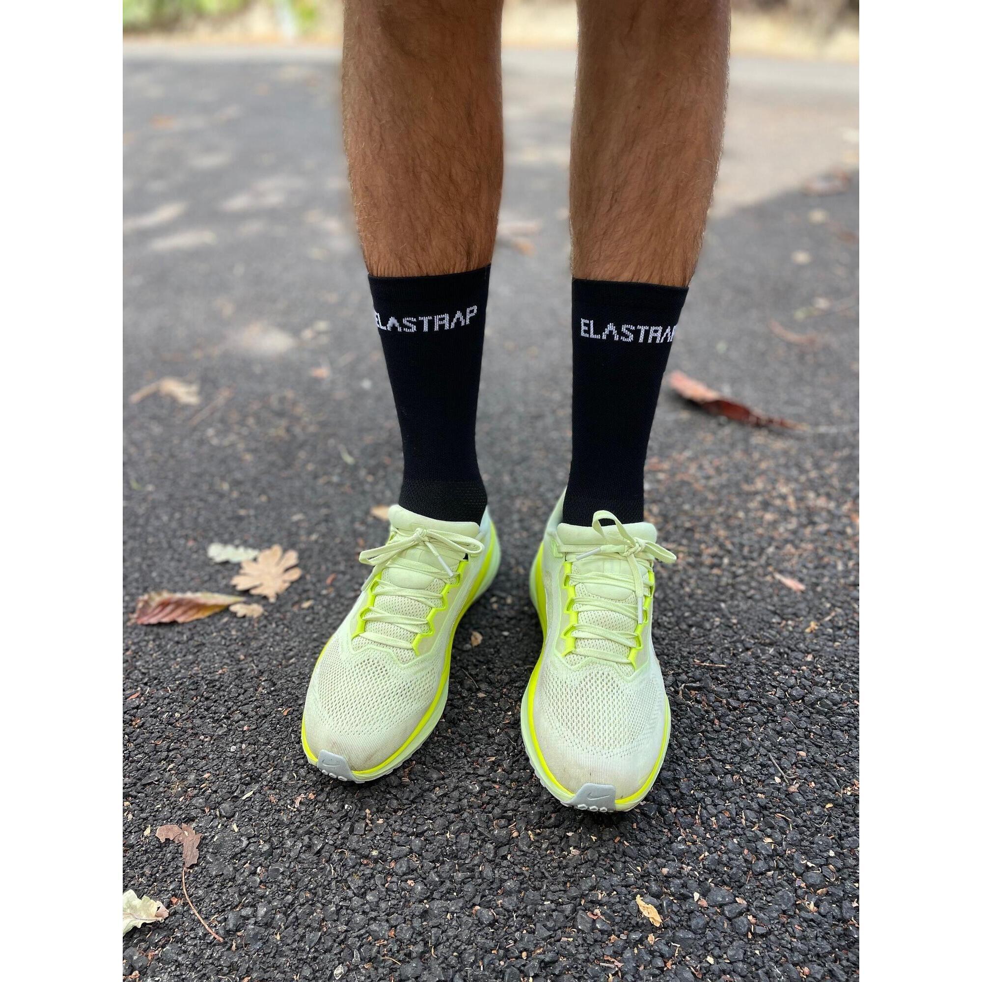 Elastrap - Chaussettes De Course Fines Et Respirantes - Running, Vélo Et Sports - La Noire - Chaussettes De Compression - Blanc|noir - Decathlon