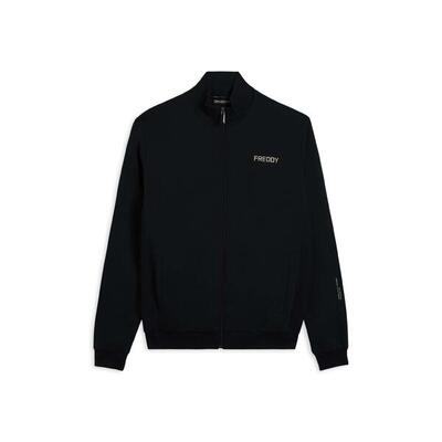 Felpa con zip e inserti rigati laterali