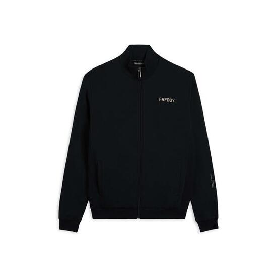 Felpa con zip e inserti rigati laterali