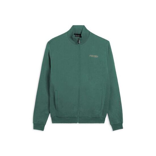 Felpa con zip e inserti rigati laterali