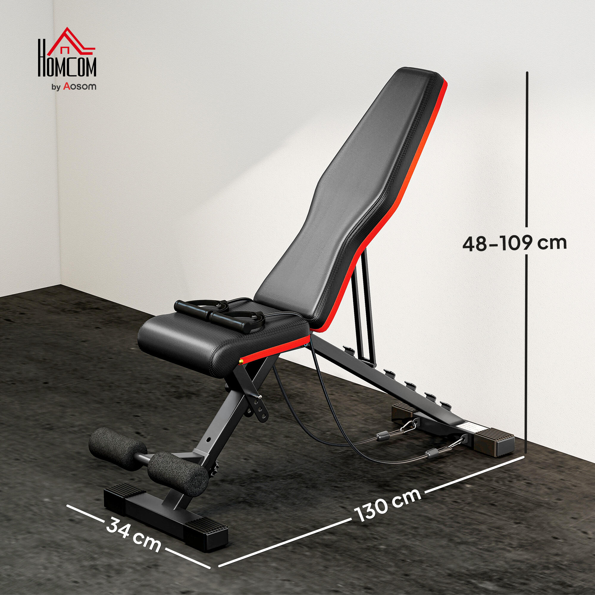 Banc de musculation pliable réglable 2 bandes de résistance incluses 3/5