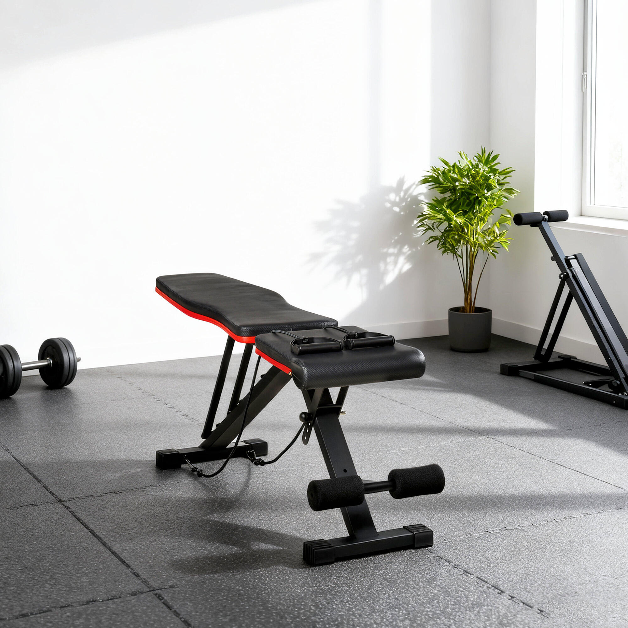 Banc de musculation pliable réglable 2 bandes de résistance incluses 4/5