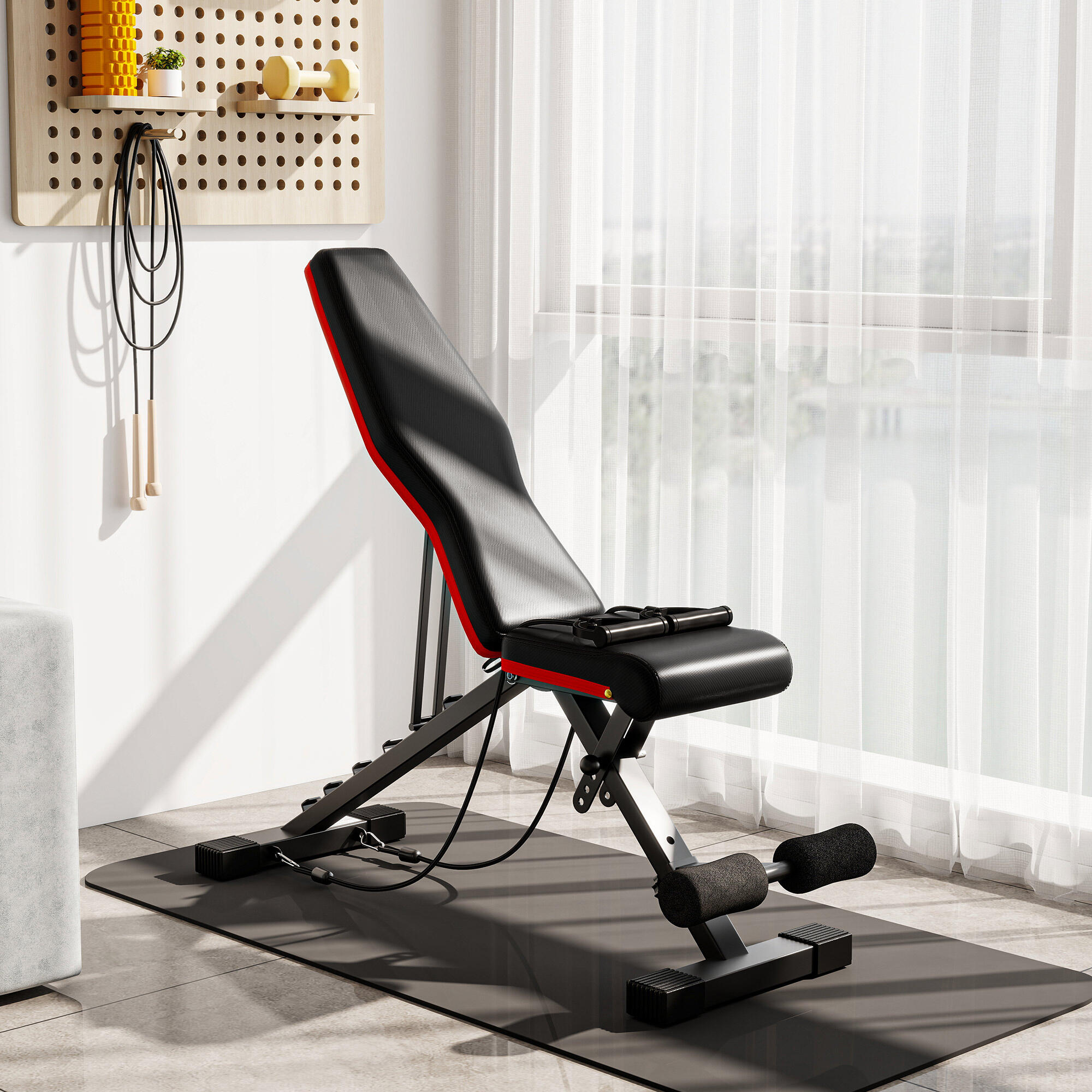 Banc de musculation pliable réglable 2 bandes de résistance incluses 2/5