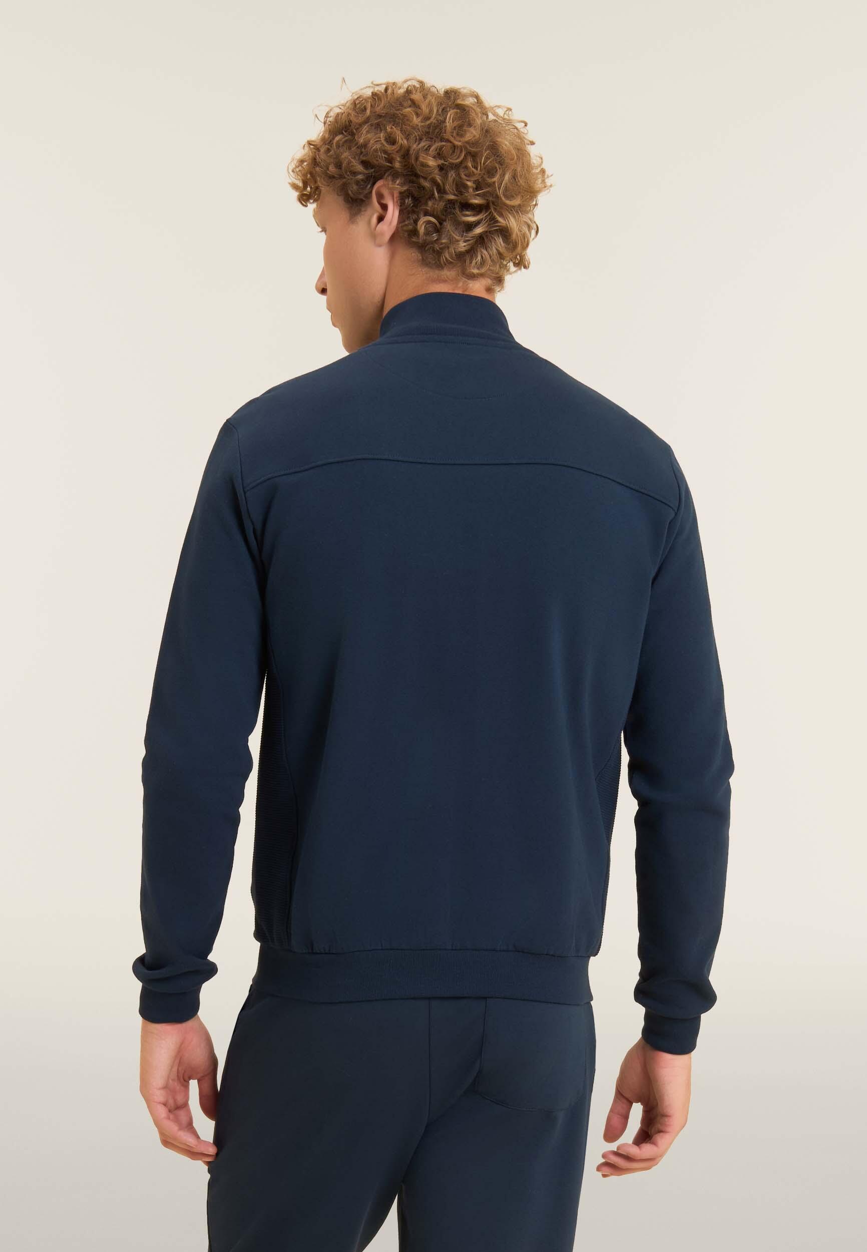 Sweat-shirt avec fermeture à glissière et empiècements latéraux rayés 3/4