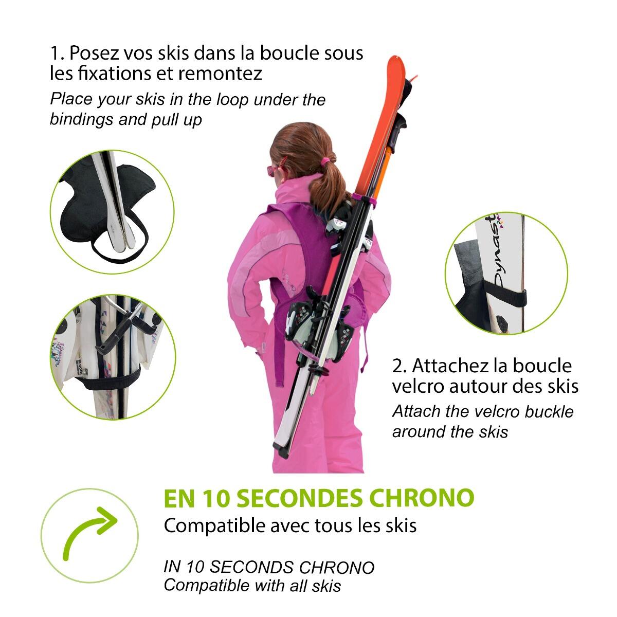 SkiBack Enfant - Porte ski pour enfant - Rose 7/7