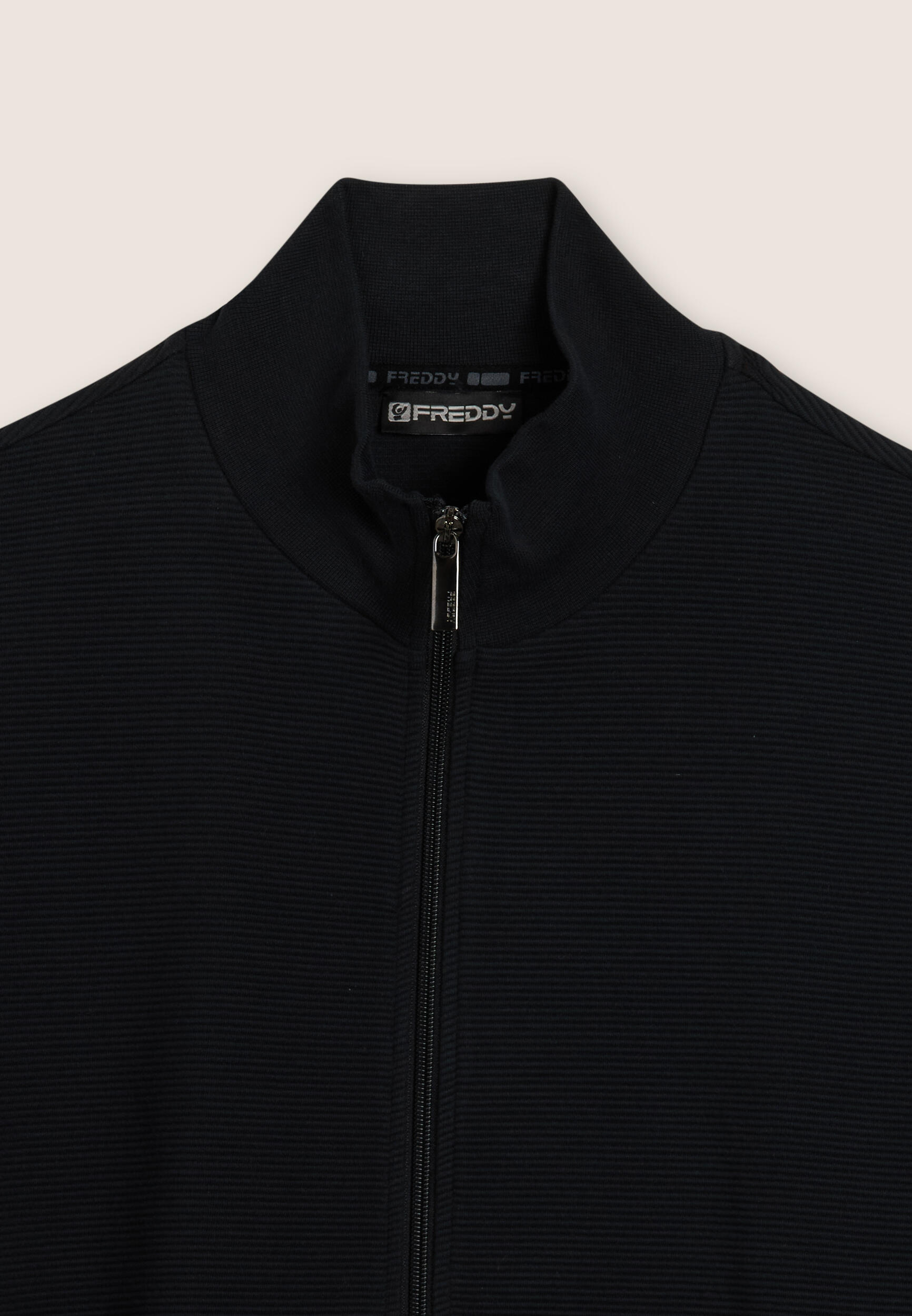 Sweat-shirt entièrement zippé rayé avec imprimé sur la manche 3/3