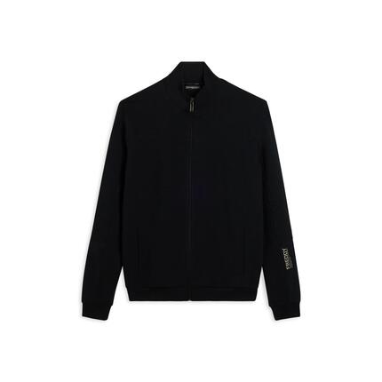 Sweat-shirt entièrement zippé rayé avec imprimé sur la manche