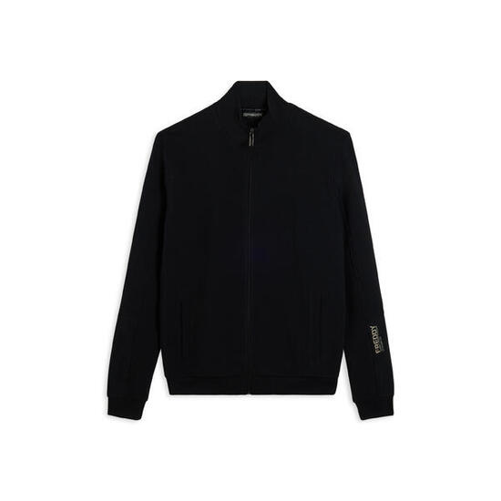 Felpa full zip rigata con grafica sulla manica