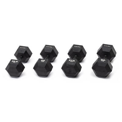 SET MANUBRI GOMMATI ESAGONALI BLACK 225-30 Kg