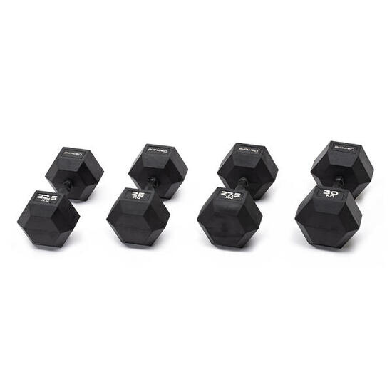 SET MANUBRI GOMMATI ESAGONALI BLACK 225-30 Kg