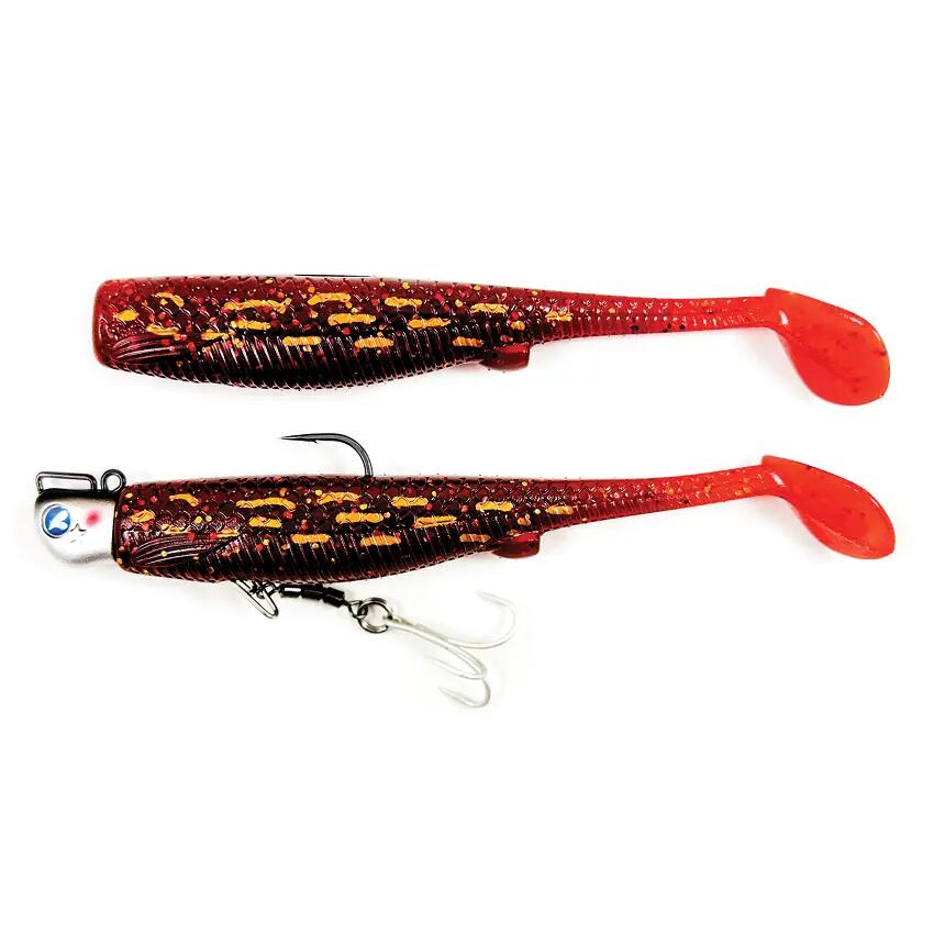 marron fumé / rouge / dore