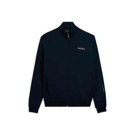 Felpa con zip e inserti rigati laterali