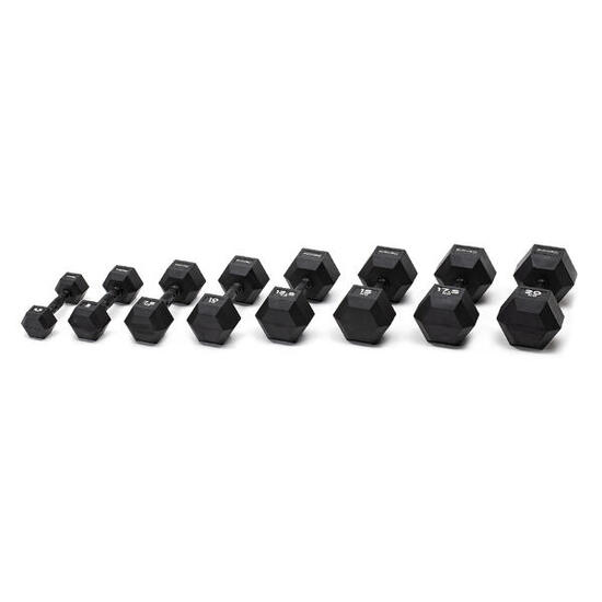 SET MANUBRI GOMMATI ESAGONALI BLACK 25-20 Kg