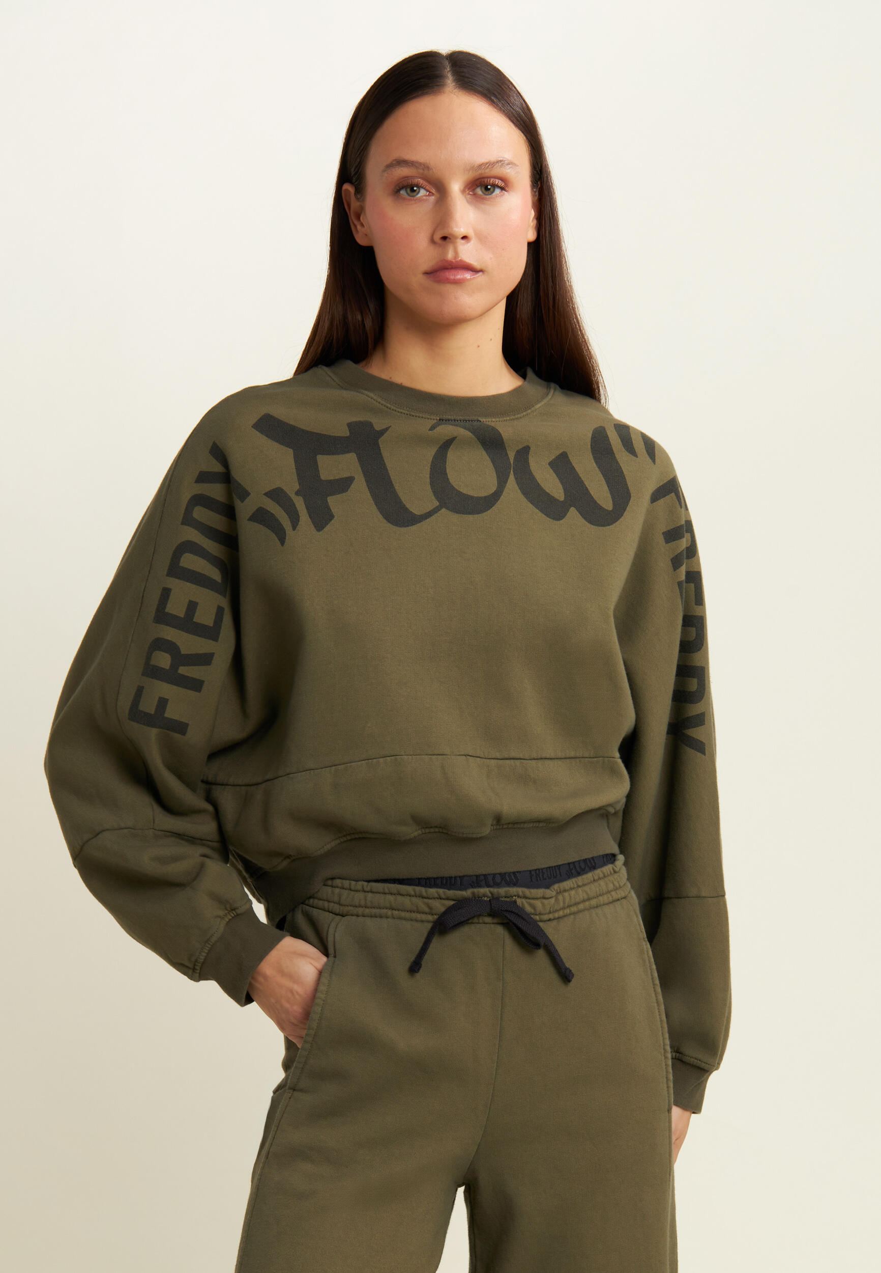 Sweat-shirt cropped extra-large avec imprimé maxi Flow 2/4