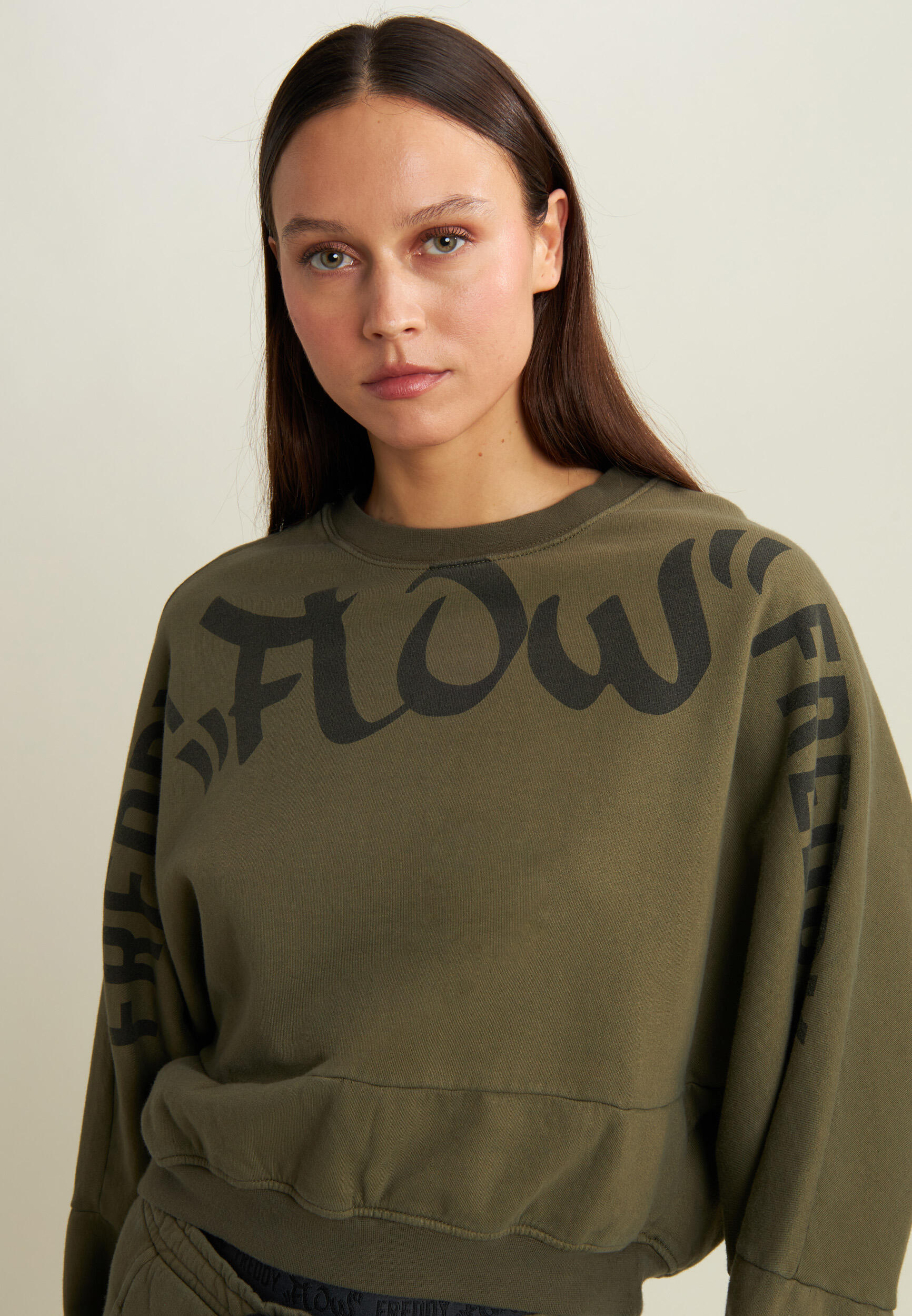 Sweat-shirt cropped extra-large avec imprimé maxi Flow 4/4