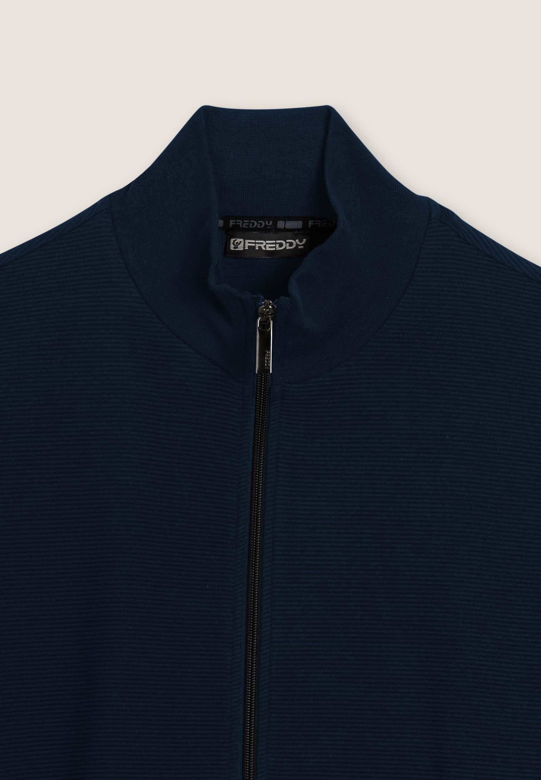 Sweat-shirt entièrement zippé rayé avec imprimé sur la manche 3/3
