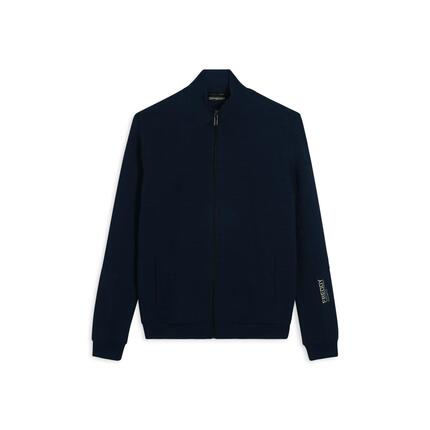 Sweat-shirt entièrement zippé rayé avec imprimé sur la manche