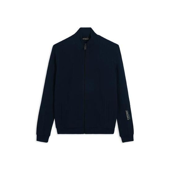 Felpa full zip rigata con grafica sulla manica