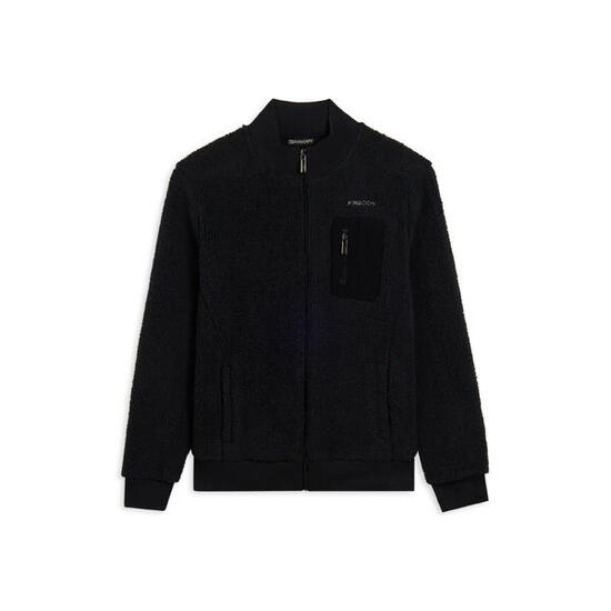 Felpa in pile sherpa con collo alto e zip