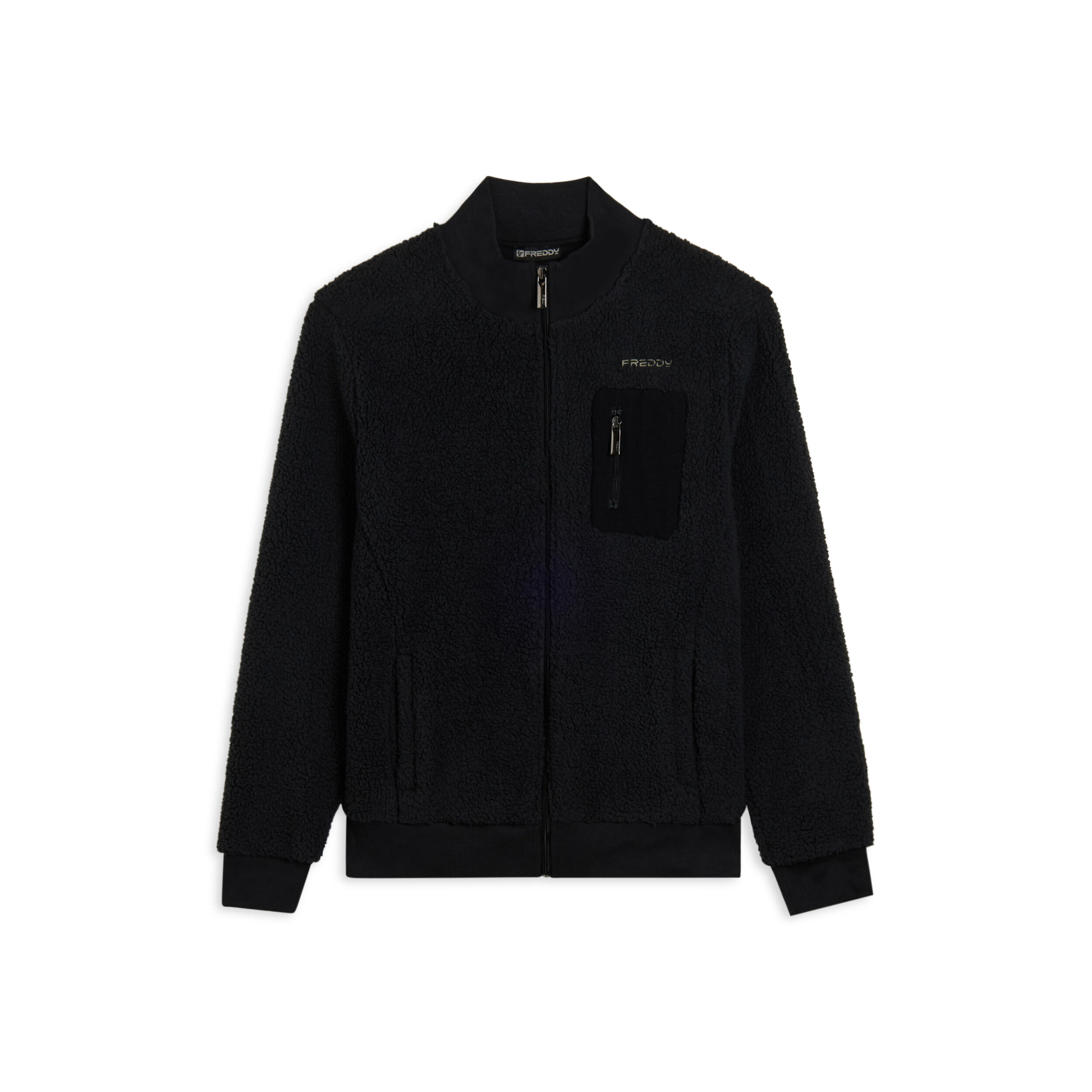 Freddy - Sweat-shirt Zippé En Tissu Sherpa À Col Montant - Sweat Zippé - Noir - Decathlon