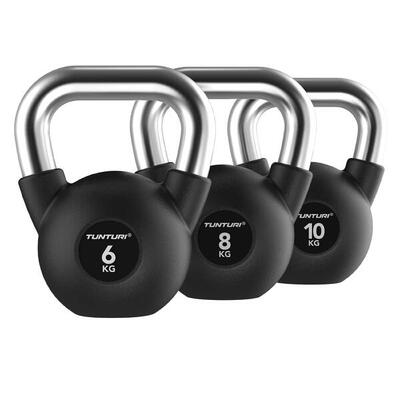 Kettlebell - gevoerd rubber - 6-10kg - set