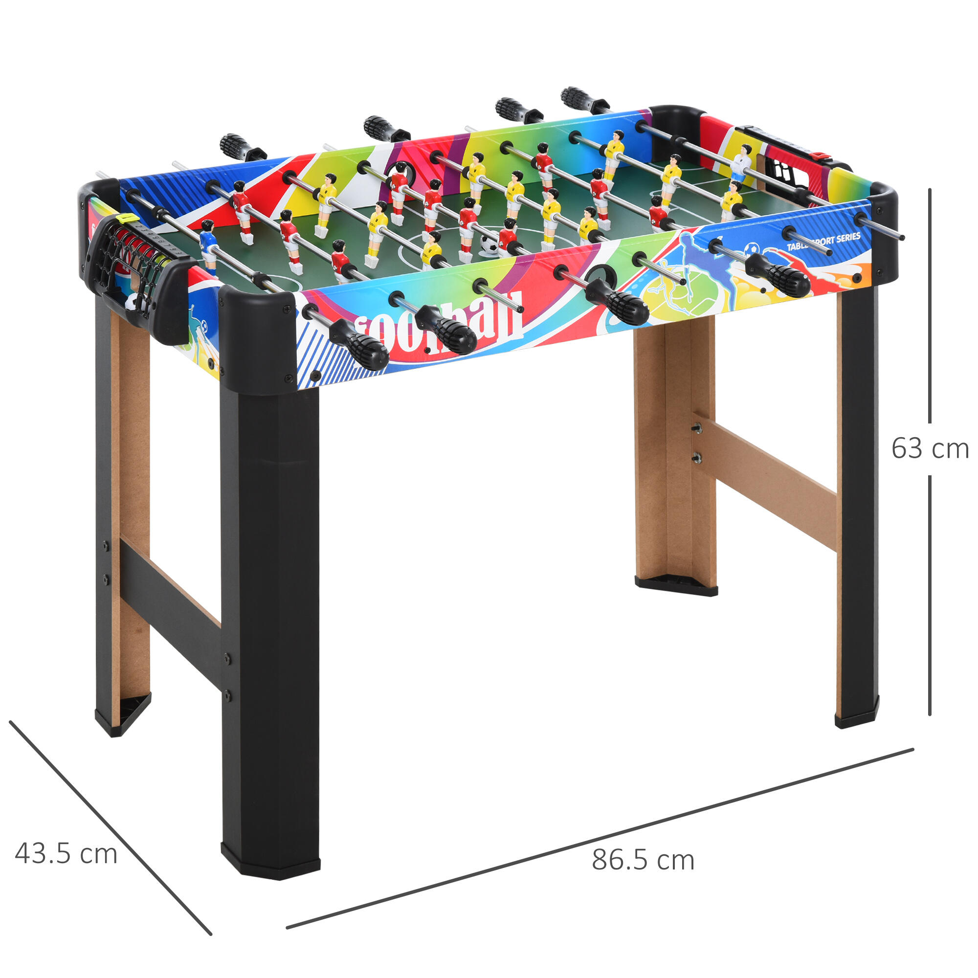 HOMCOM Calcio Balilla Classico con 2 Tabelloni Segnapunti 86.5x43.5x63 cm 3/7