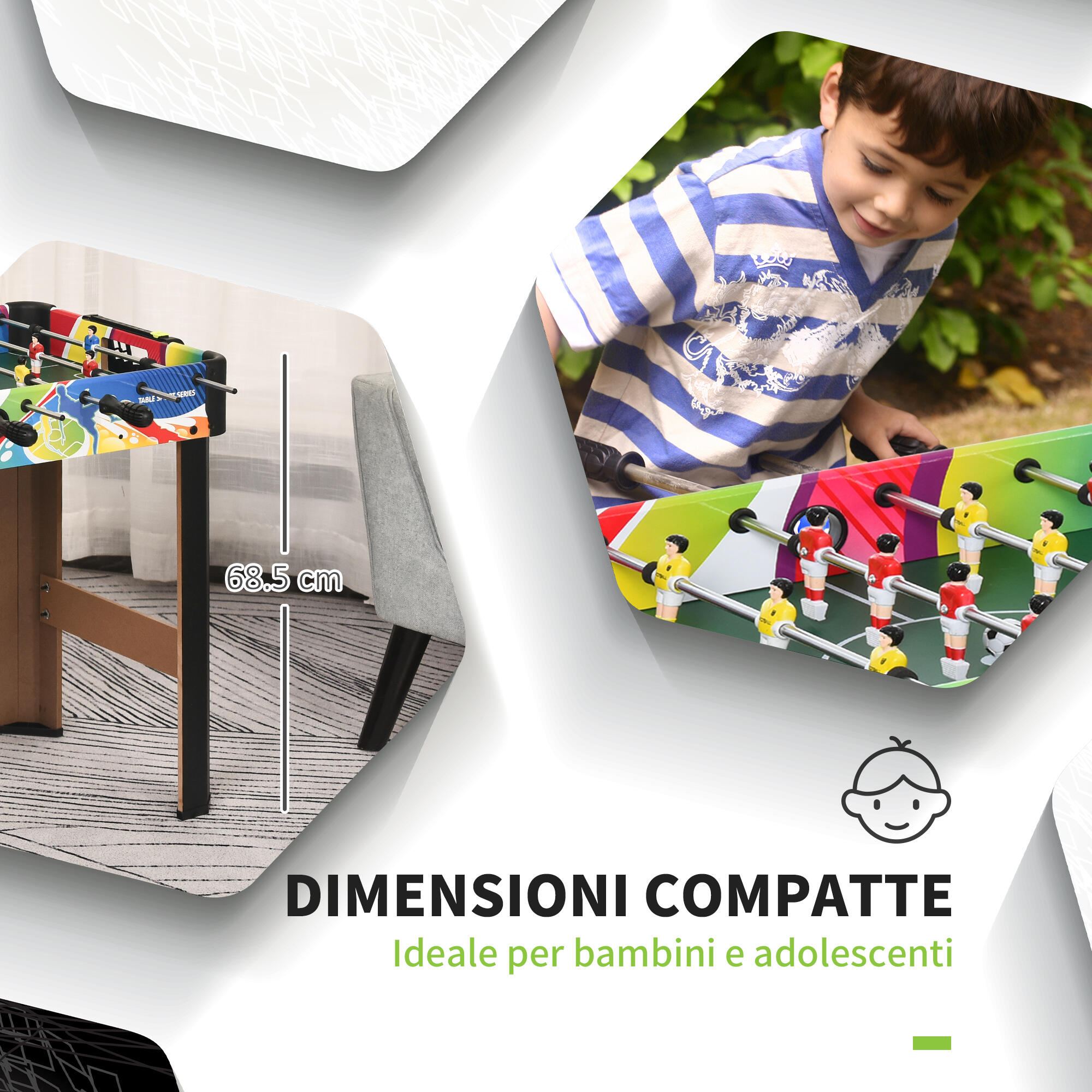 HOMCOM Calcio Balilla Classico con 2 Tabelloni Segnapunti 86.5x43.5x63 cm 6/7