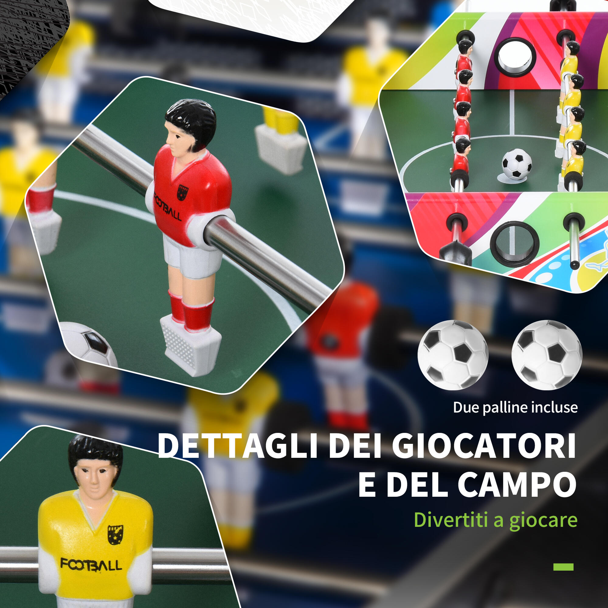 HOMCOM Calcio Balilla Classico con 2 Tabelloni Segnapunti 86.5x43.5x63 cm 7/7