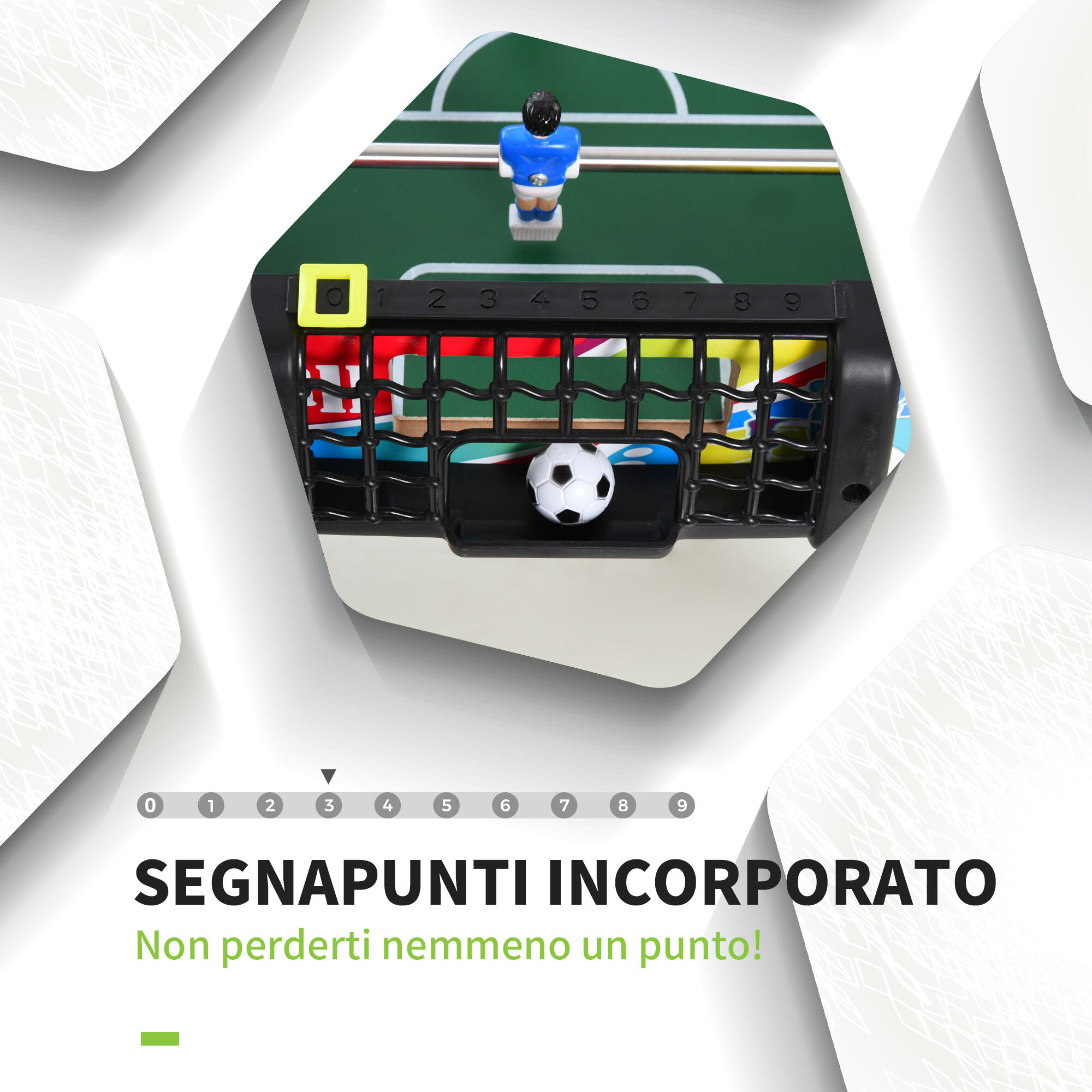 HOMCOM Calcio Balilla Classico con 2 Tabelloni Segnapunti 86.5x43.5x63 cm 5/7