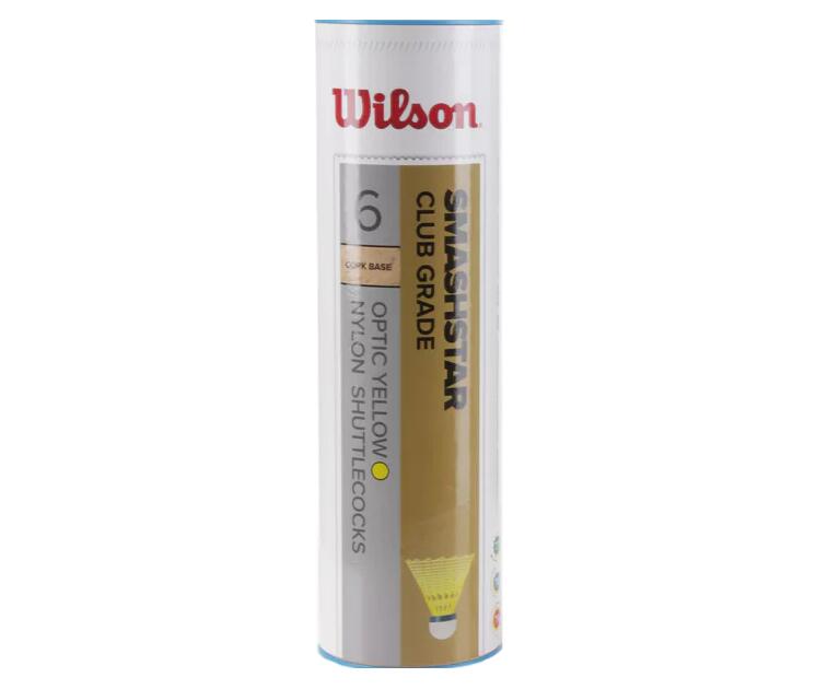 Tube De 6 Volants Wilson Smashstar – Nylon Haute Qualité, Base Liège Naturel, 3 Vitesses